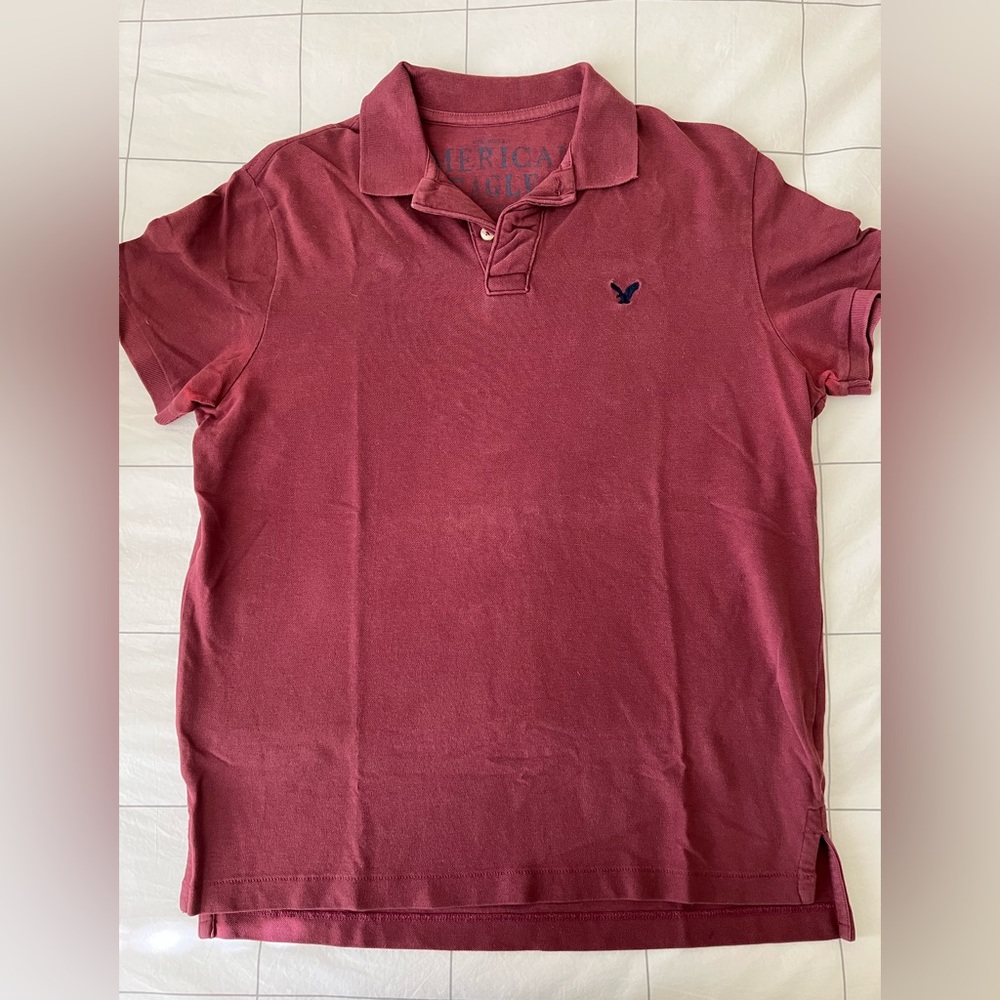 Maroon L American Eagle Polo